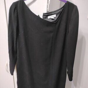 Joan Rivers black lined sheath dress w/ front slit.         Med.